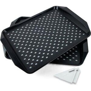 Large Non Slip Serving Tray TV Lap Tray Set of 2 Plastic Food Carrying Couch